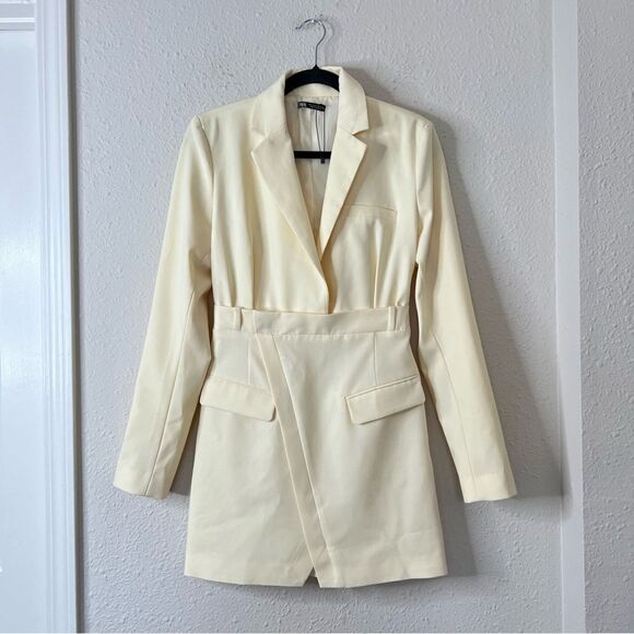 ZARA Butter Yellow Blazer Mini Dress Blogger Favorite Size Small - Picture 6 of 15
